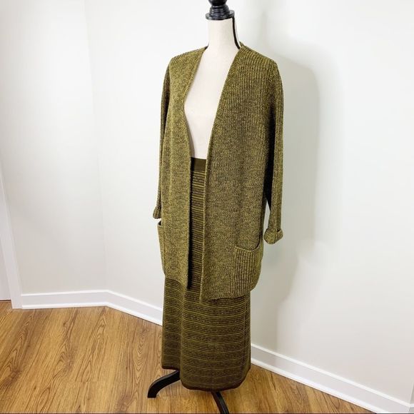 Gispa Italian Vintage Wool Blend Midi Skirt/Sweater Set Sz Large